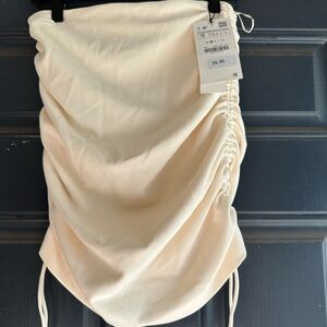 Cream Ruched Skirt Zara Brand new S
